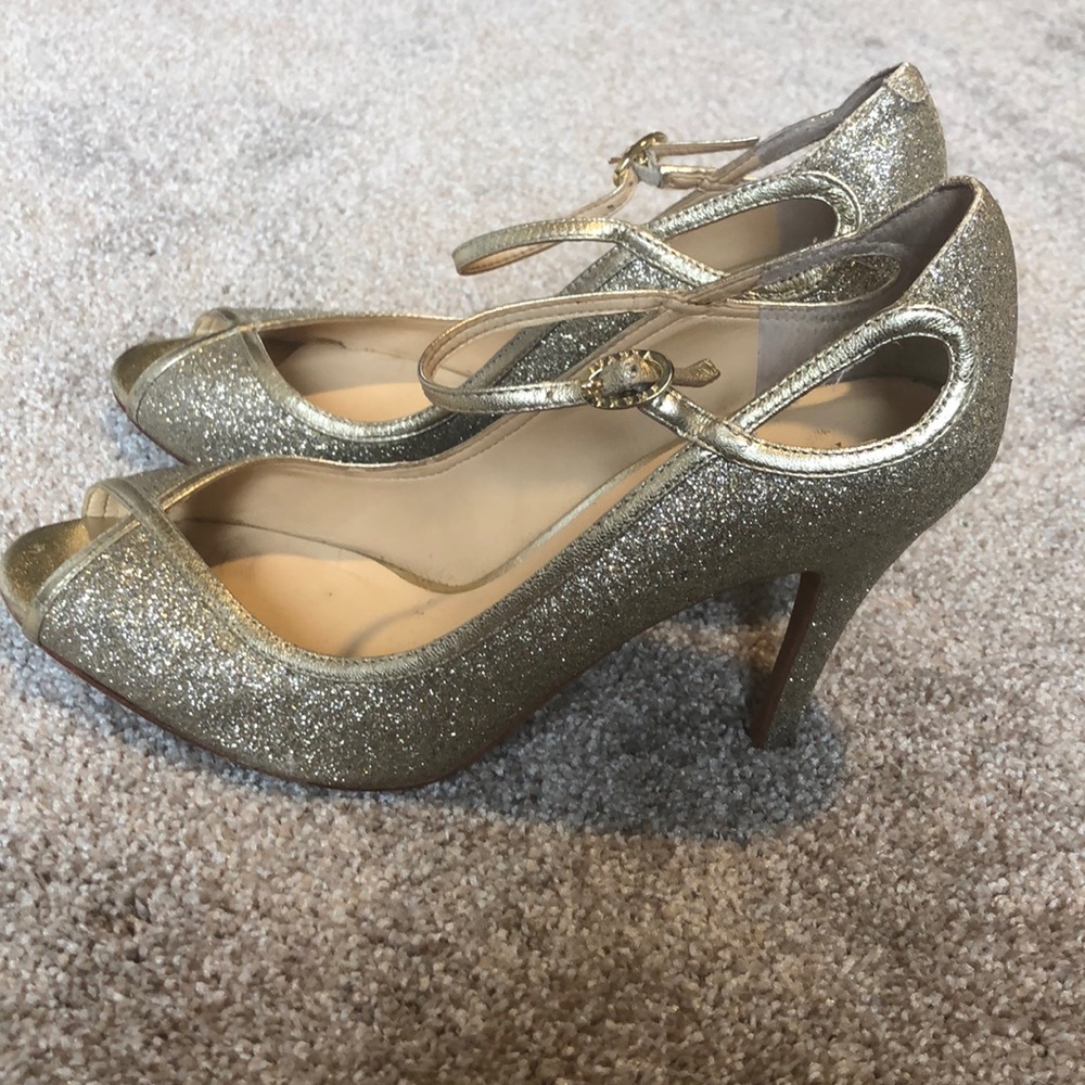 Ivanka Trump size 9 heels with gold sparkles